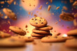 Cookie topples on bokeh background