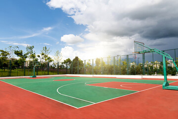 Wall Mural - Background of empty basketball court