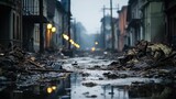 Fototapeta  - 豪雨の被害を受けた街