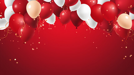 Wall Mural - happy background with balloons in red background