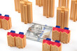 Models of residential buildings and dollar bills