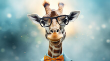 Funny Giraffe Animal Making A Silly Face With Blurred Background