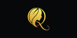 women's beauty and health logo letter Q, with gold color. vector