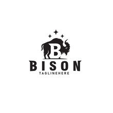 Bison Buffalo Letter B Logo Design Vector Template