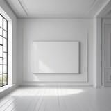 Fototapeta Perspektywa 3d - empty modern interior with wooden furnitureblank modern canvas in the interior
