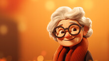 Cartoon Cute Kind Old Grandma Illustration On Warm Background
