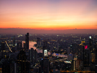 sunset over the city