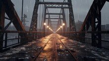 Railway Bridge At Night