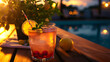 Cocktail on a table, garden, nature, alcohol, drinking at the pool, beautiful view, lemon slice, luxury, summer night, bar and restaurant, fresh beverage,