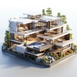 3d isometric of modern cozy house