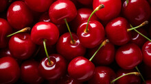 Close Up Of A Bunch Of Bright Red Cherries