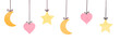 Cute clipart decoration of stars, love, moon