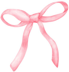 Wall Mural - Pink Coquette ribbon bow watercolor