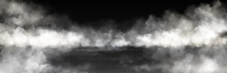 Wall Mural - white smoke cloud with overlay effect on transparent background. realistic border with fog. vector i