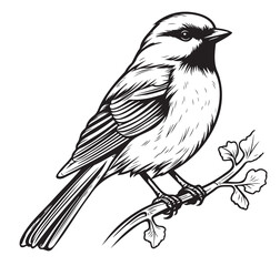 Sticker - Cute bird hand drawn sketch .Vector illustration Birds