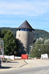 Wall Mural - round city walls tower with glass 