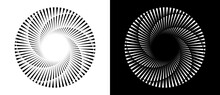 Abstract Background With Lines In Circle. Art Design Spiral As Logo Or Icon. A Black Figure On A White Background And An Equally White Figure On The Black Side.