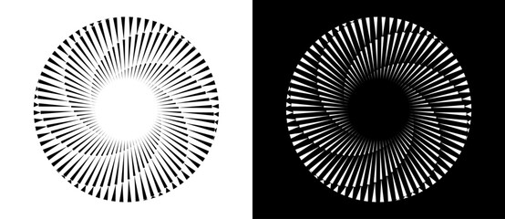 Fototapete - Abstract background with lines in circle. Art design spiral as logo or icon. A black figure on a white background and an equally white figure on the black side.
