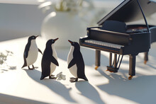 ピアノとペンギン-8(3羽)