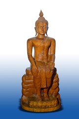 Wall Mural - wooden buddha statue on isolated background