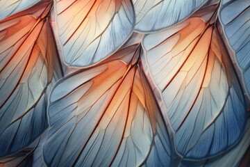 Canvas Print - Macro closeup of butterfly wing texture, natural background or wallpaper, A delicate and thin texture of a butterfly wing, AI Generated