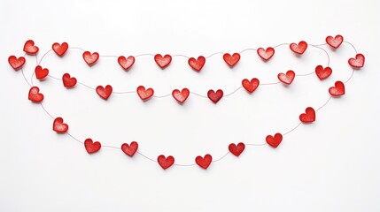 Wall Mural - Hand-drawn red line hearts on a white background, ideal for Valentine's Day, weddings, love themes