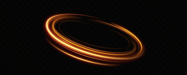 Poster - Portal and frame, abstract golden light lines of movement and speed. light ellipse.Gold neon ring.Glowing circle.Glow effect.Round light frame. abstract light lines of movement and speed.