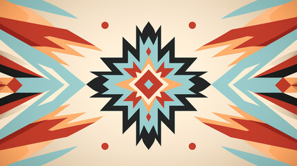 aztec ethnic motif. native american geometric pattern, colored mexican tribal art elements design. c