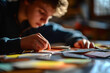 Teenager Studies With Flashcards, Preparing For Test