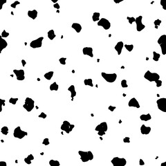 Wall Mural - Black Flying Background Blast. Abstract Fashion Icon. Pattern Cute Circle. Black Retro Polka Background. White Color Dot. Seamless Ink Dot Concept. Vector Spot Polkadot. Black Seamless Random Fun.