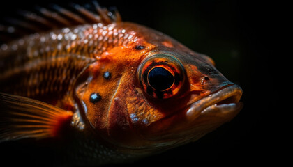 Sticker - Underwater fish swimming in a colorful tropical reef, close up view generated by AI