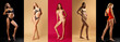 © Lustre Art Group  - Collage made of full length portraits of young beautiful girls, women in lingerie against multicolored backgrounds. Concept of natural beauty, youth, body and health care, fashion.