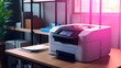 Laser printer on desk
