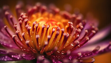 Wall Mural - Close up of a vibrant, purple gerbera daisy in a formal garden generated by AI