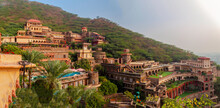 Neemrana Fort Palace - 15th Century Fort Located In Neemrana In Alwar Rajasthan India. Old Medieval Fort-Palace Built On Aravalli Hills. Perfect Weekend Getaway From Delhi. Famous Luxury Resort India.