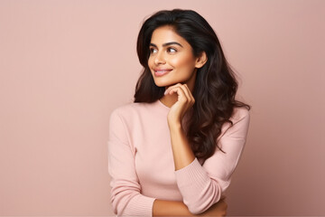 Poster - young indian woman thinking on isolated background