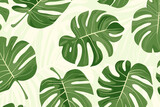 Fototapeta Panele - Minimalistic monstera pattern background illustration for post cards or web design