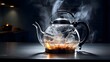 tea kettle with boiling water