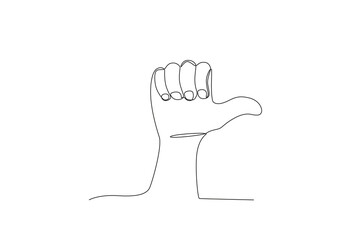 Single line drawing of a continuous thumb hand gestures. Single line design vector graphic illustration 