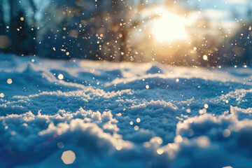  Dark Blue Winter Sky Background With Bright Bokeh Over Snowy Field