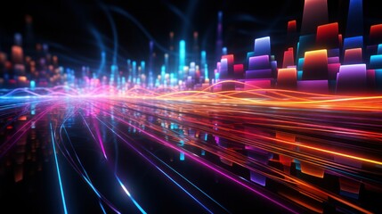 futuristic, background, technology, abstract, network, line, light, connection, communication, future. hi-end image background abstract wave red, blue light for technology banner generate via AI.