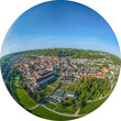 Die Altstadt der Universitätsstadt Eichstätt in Oberbayern, Little Planet-Ansicht, freigestellt