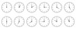 set of analog clocks showing each hour vector illustration