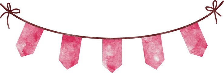 Valentine hanging pink flags watercolor