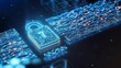 © Levin - Cybersecurity and privacy concepts to protect data. Lock icon and internet network security technology. Businessman protecting personal data on smartphone, virtual screen interfaces. cyber security.