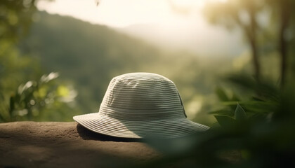 Poster - Caucasian woman enjoys summer vacation in tranquil forest meadow generated by AI