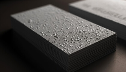 Poster - Clean, wet drop on blank business card, studio shot generated by AI