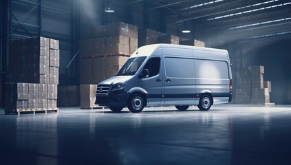 cargo van standing near a warehouse