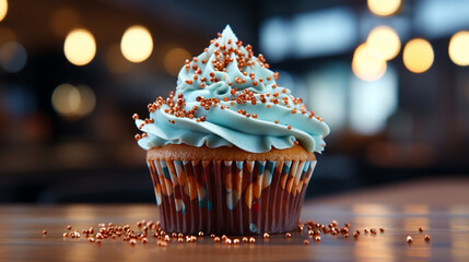 Canvas Print - christmas cupcake with candles