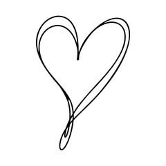 Wall Mural - Love heart vector line illustration. Black outline. Element for Valentine Day banner, poster, greeting card